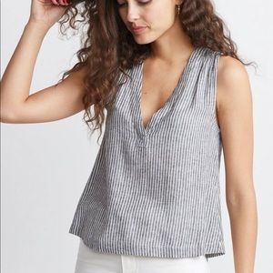 Marine Layer XS Tory Stripe Tank - Black/White Stripe